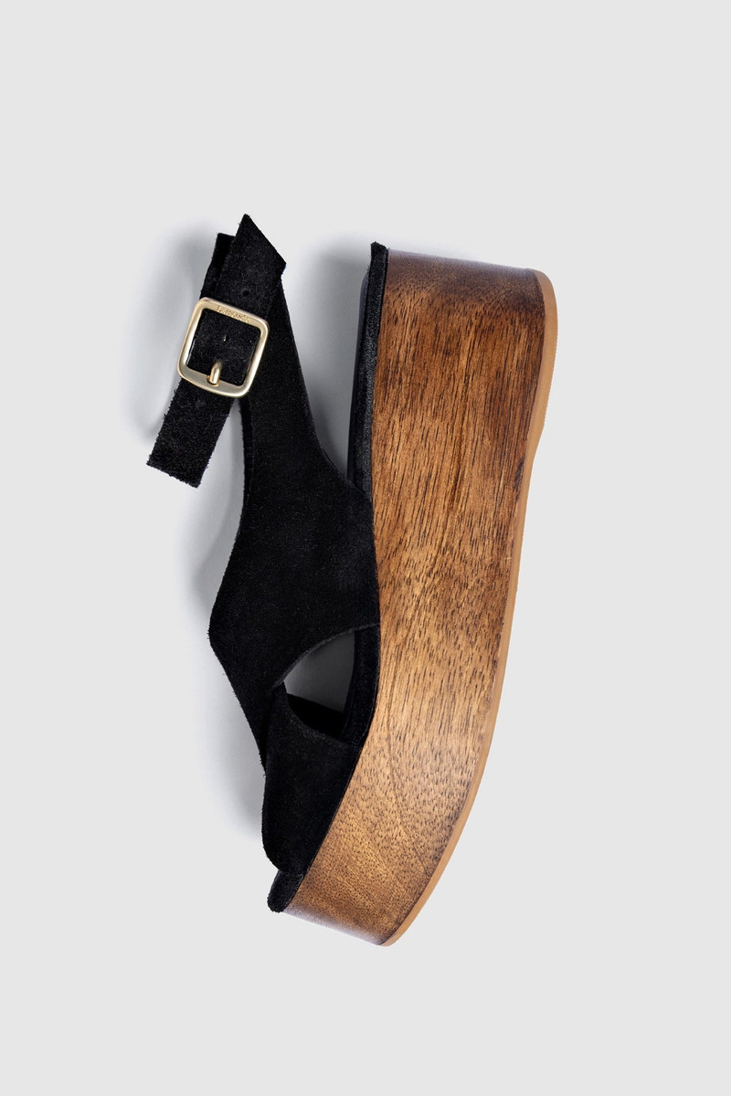 Larroudé Miranda Flatform Sandal In Black Suede outlook