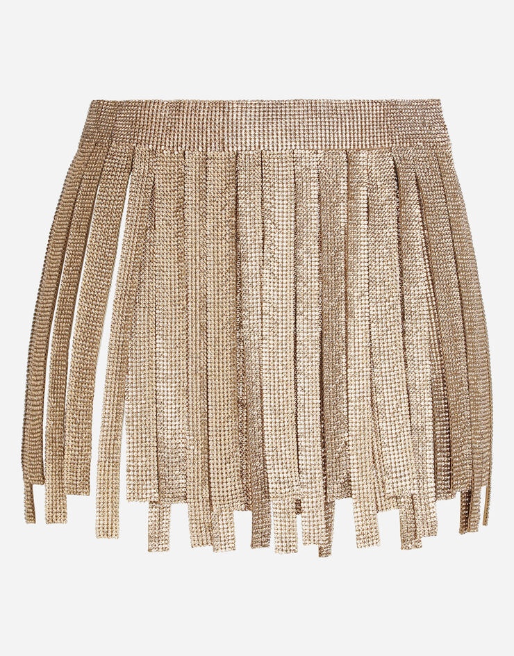 Crystal mesh miniskirt with fringing - 3