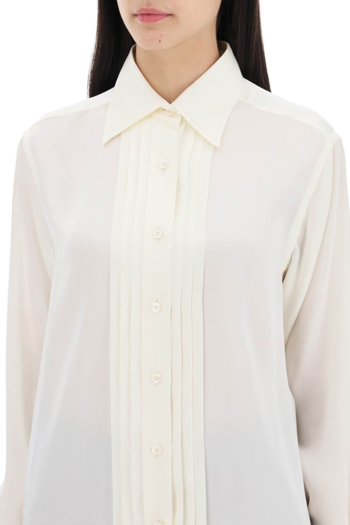 SILK CHARMEUSE BLOUSE SHIRT - 10