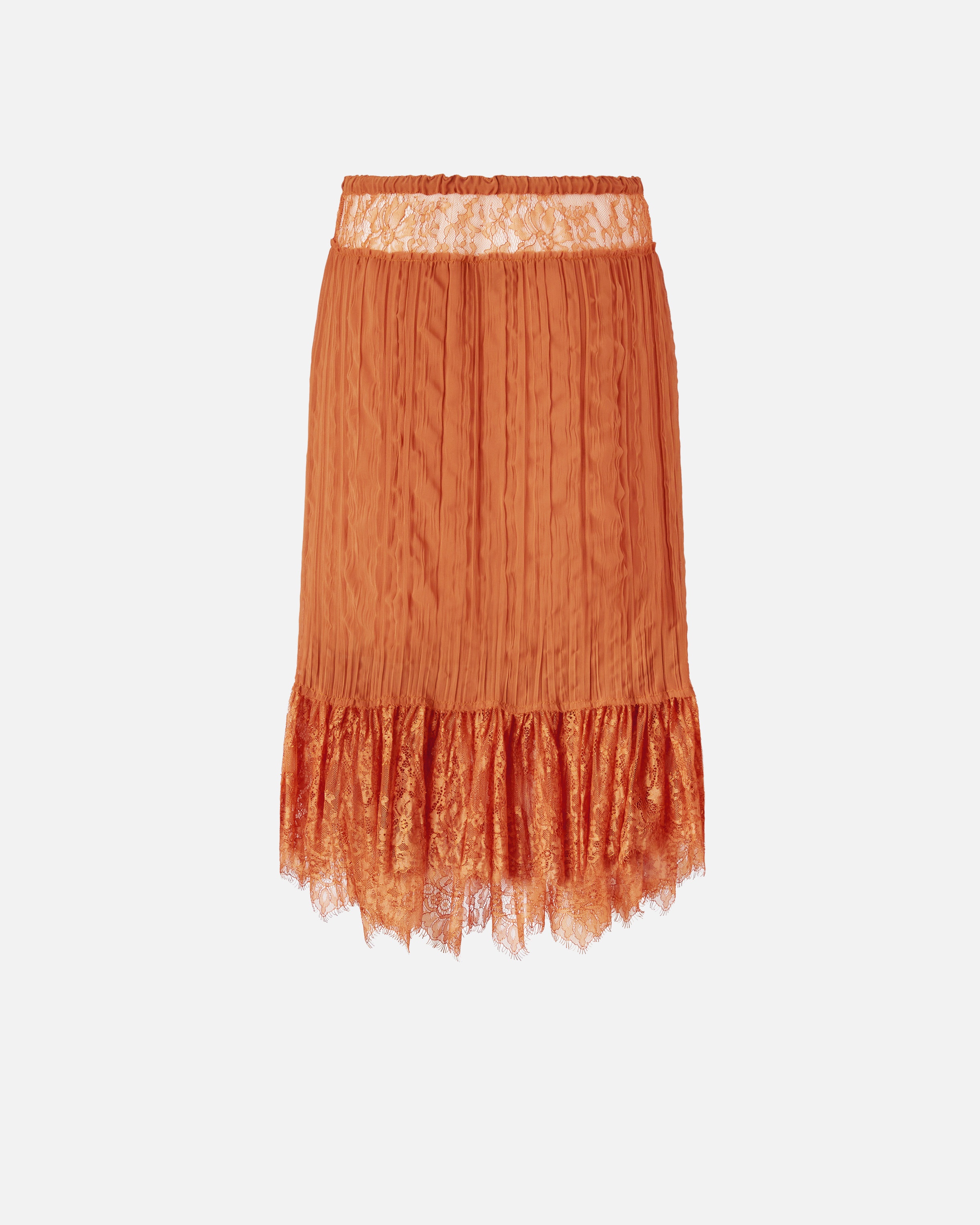 GATHERED KNEE-LENGTH SKIRT WITH LACE - 6