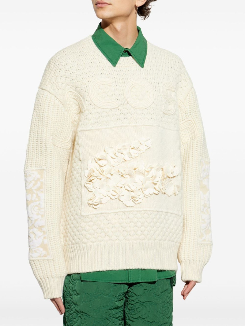 LACOSTE x Lemarié floral-appliqué sweater outlook