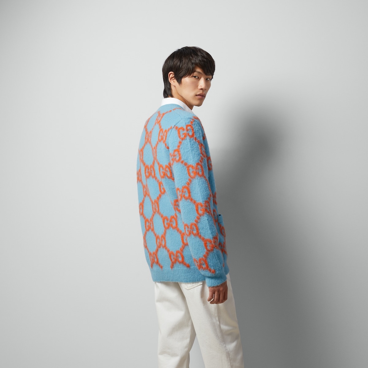 Wool cardigan with GG intarsia - 6
