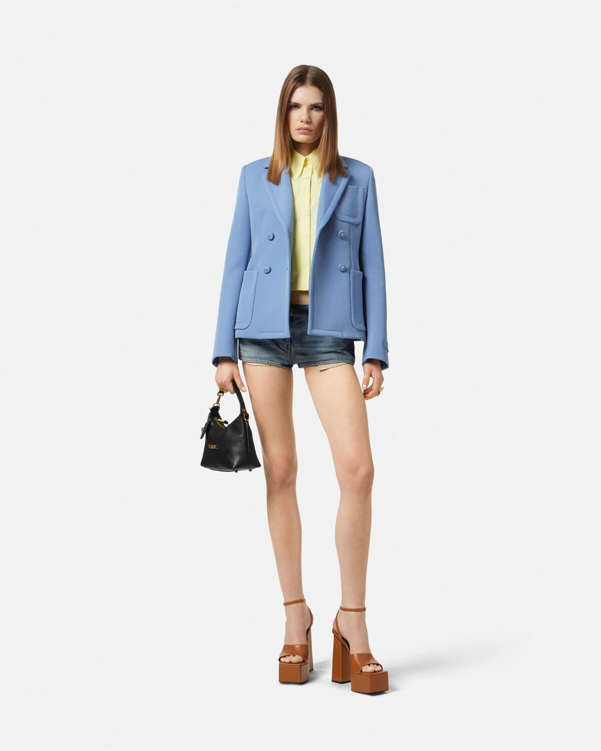 Scuba-Wool Double-Breasted Fitted Blazer - 2