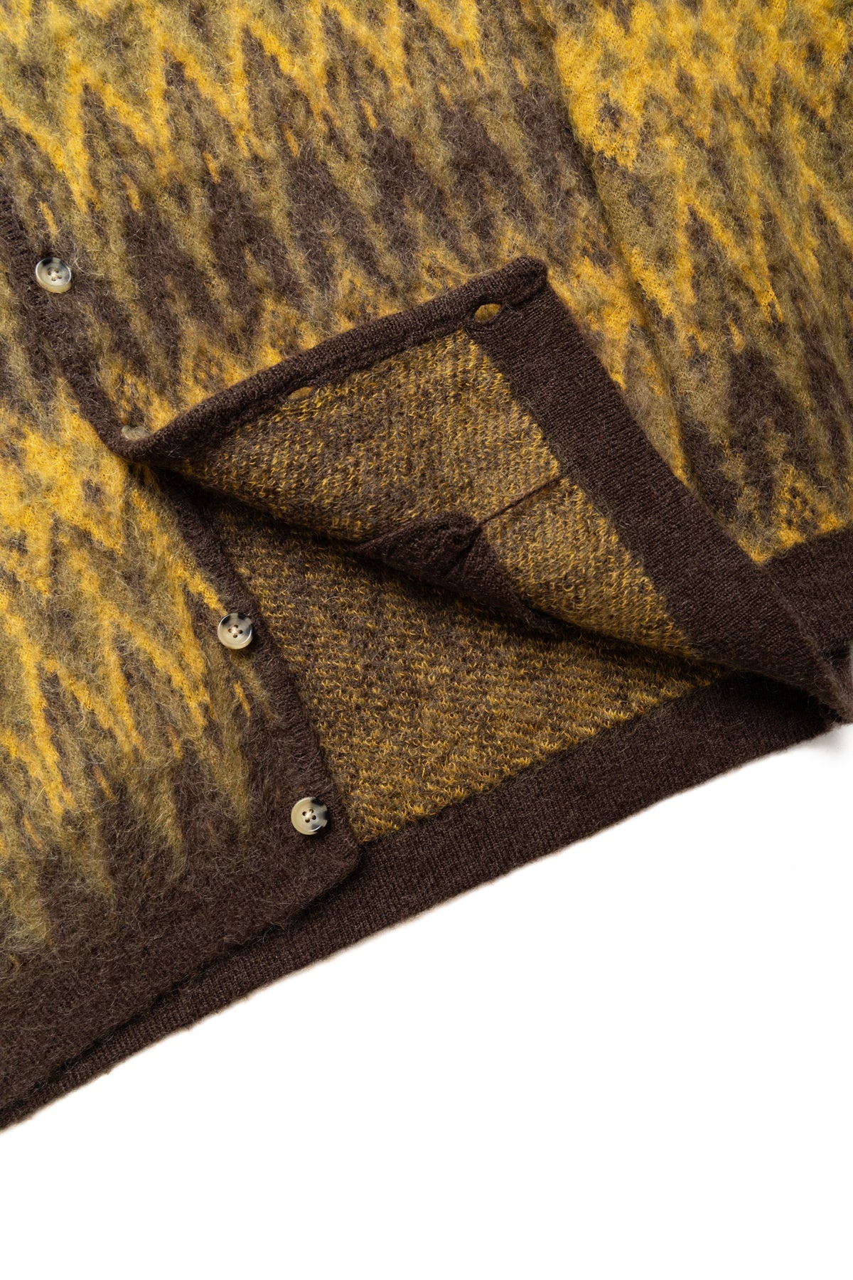 Cardigan Double Jacquard Chevron Pattern - Brown - 9