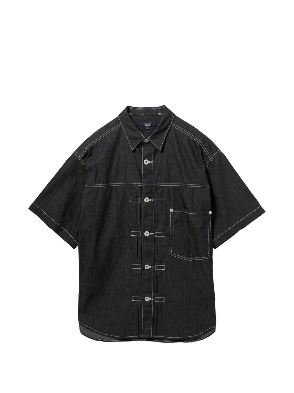 contrast stitching short-sleeve shirt - 1