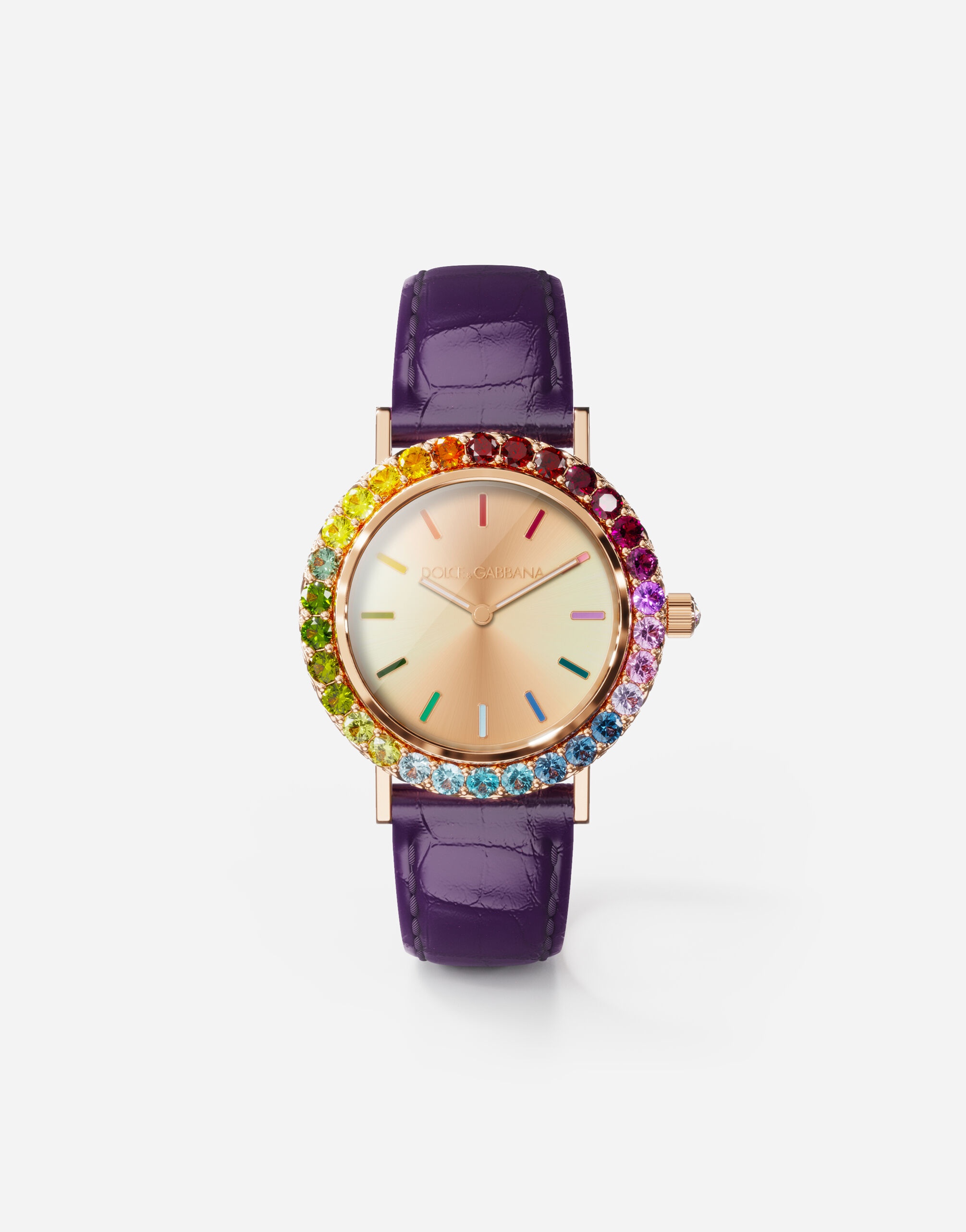 Iris watch in rose gold with multi-colored fine gems - 1