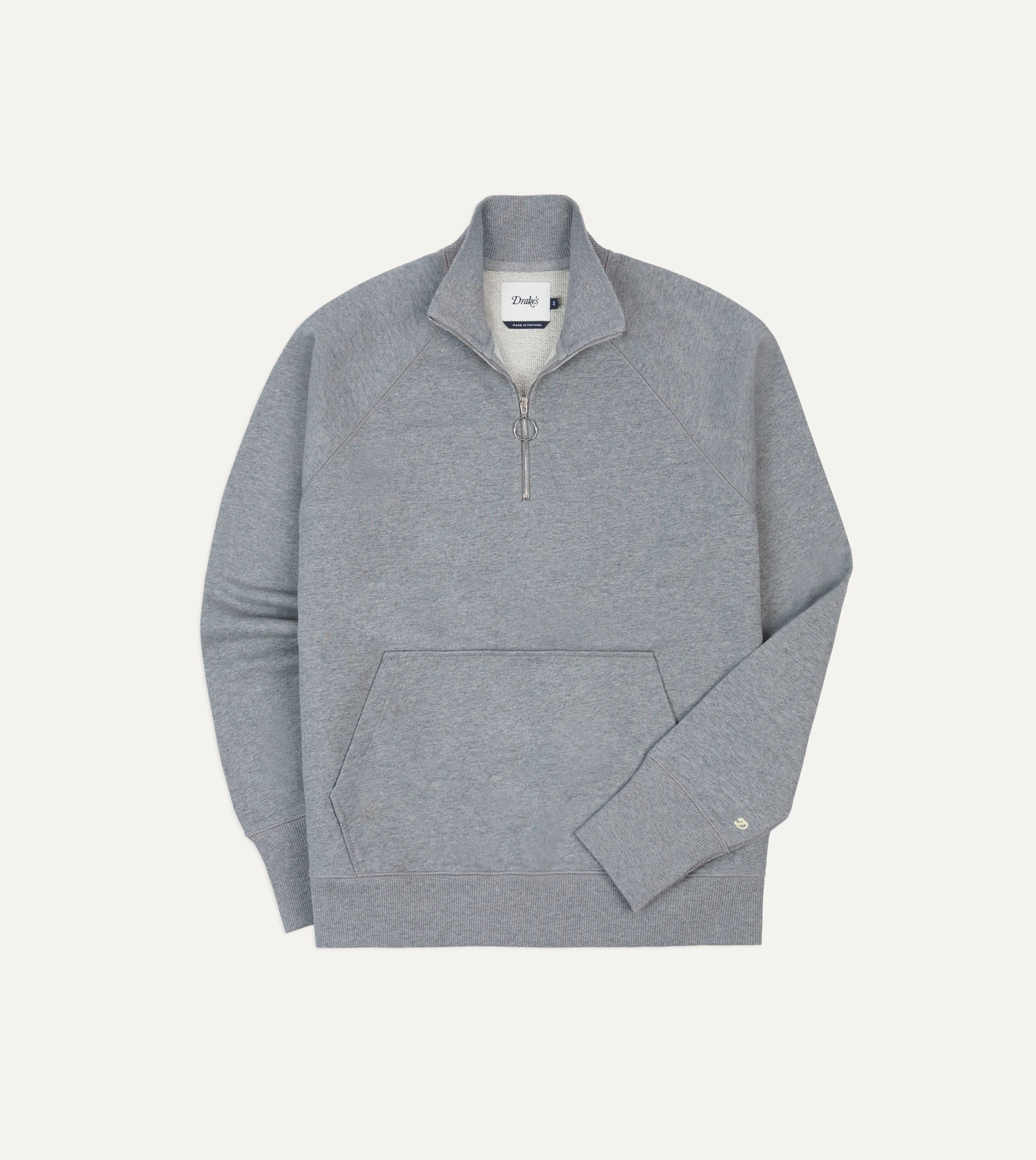 Grey Cotton Quarter Zip Sweatshirt - 1