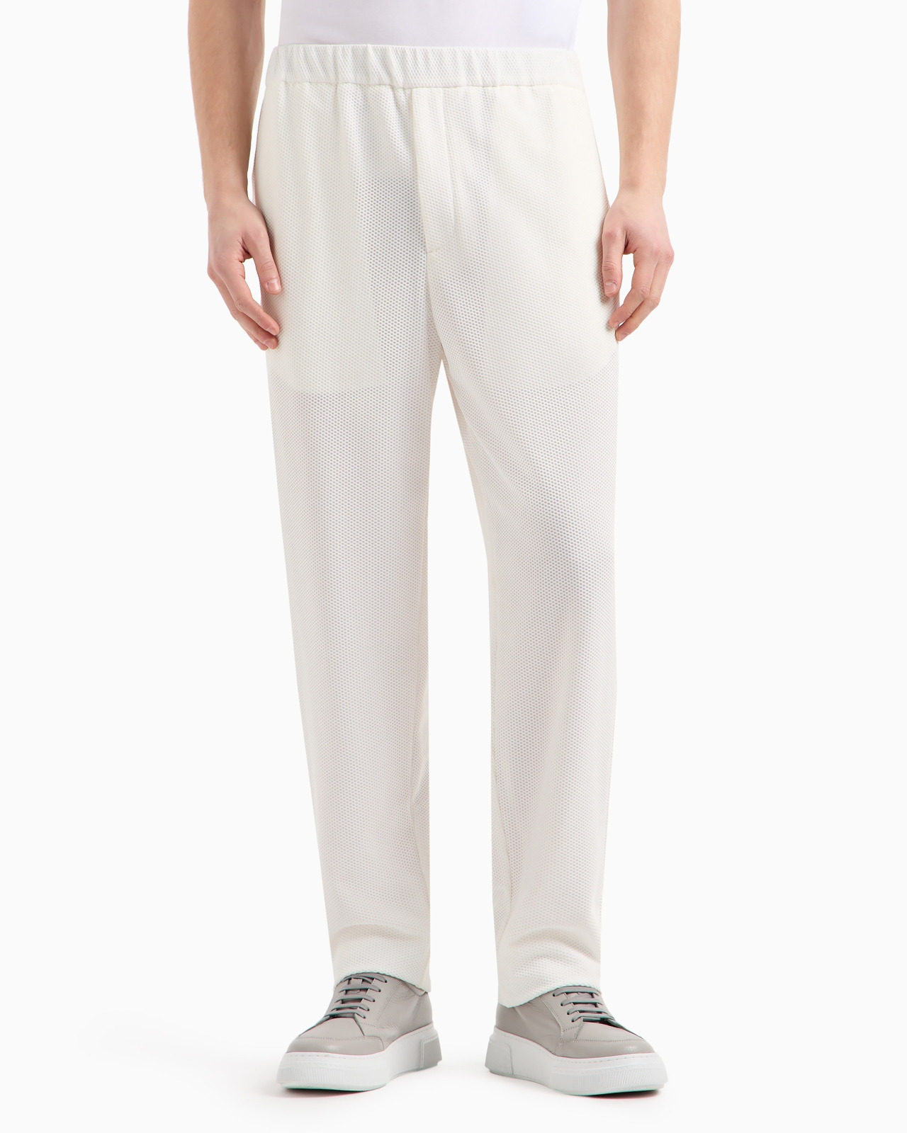 Technical waffle flat-front trousers - 4