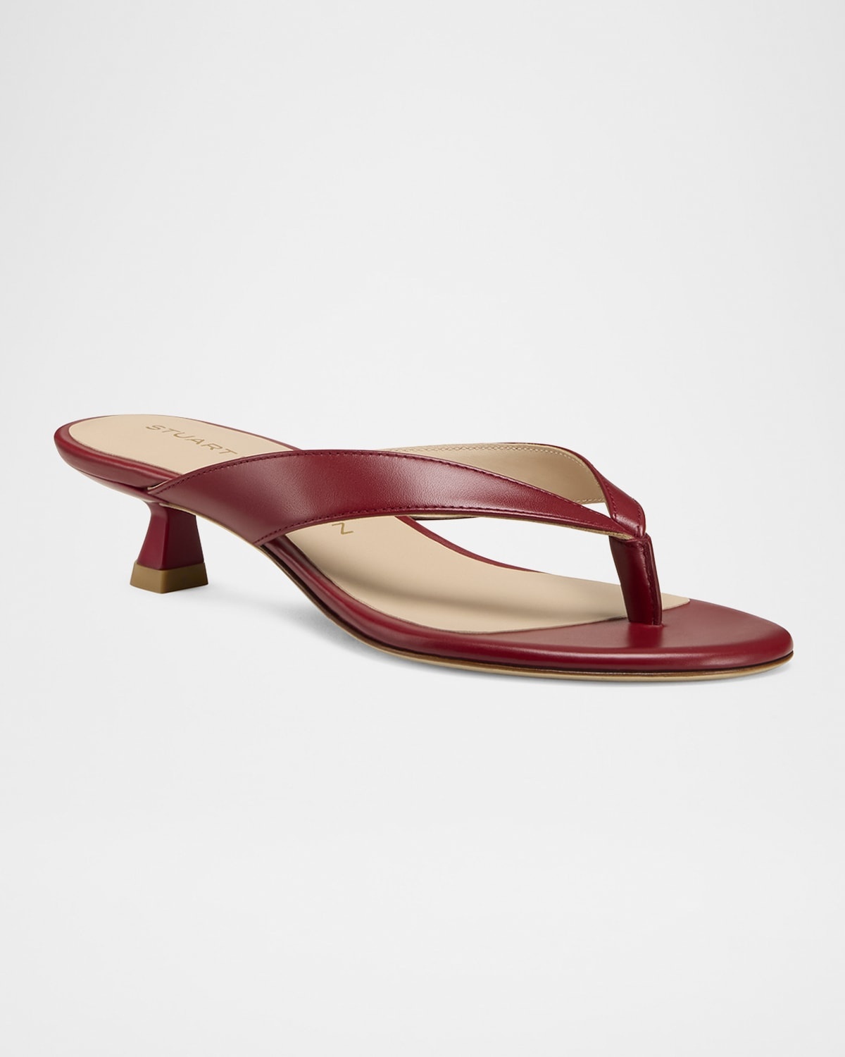 Rio Leather Kitten-Heel Thong Sandals - 2