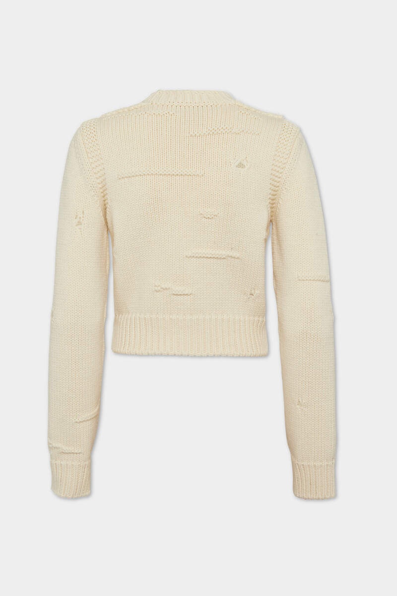 WOOL LINKS STITCH CROPPED JUMPER - 2