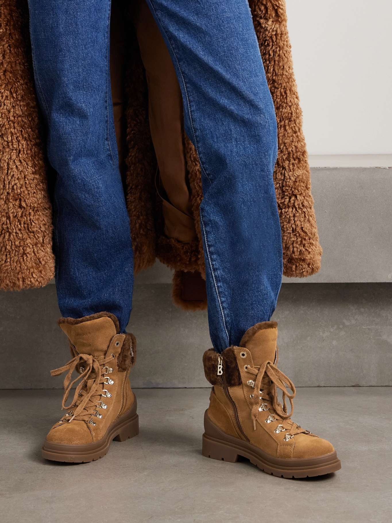 St. Moritz 18 shearling-lined suede ankle boots - 2