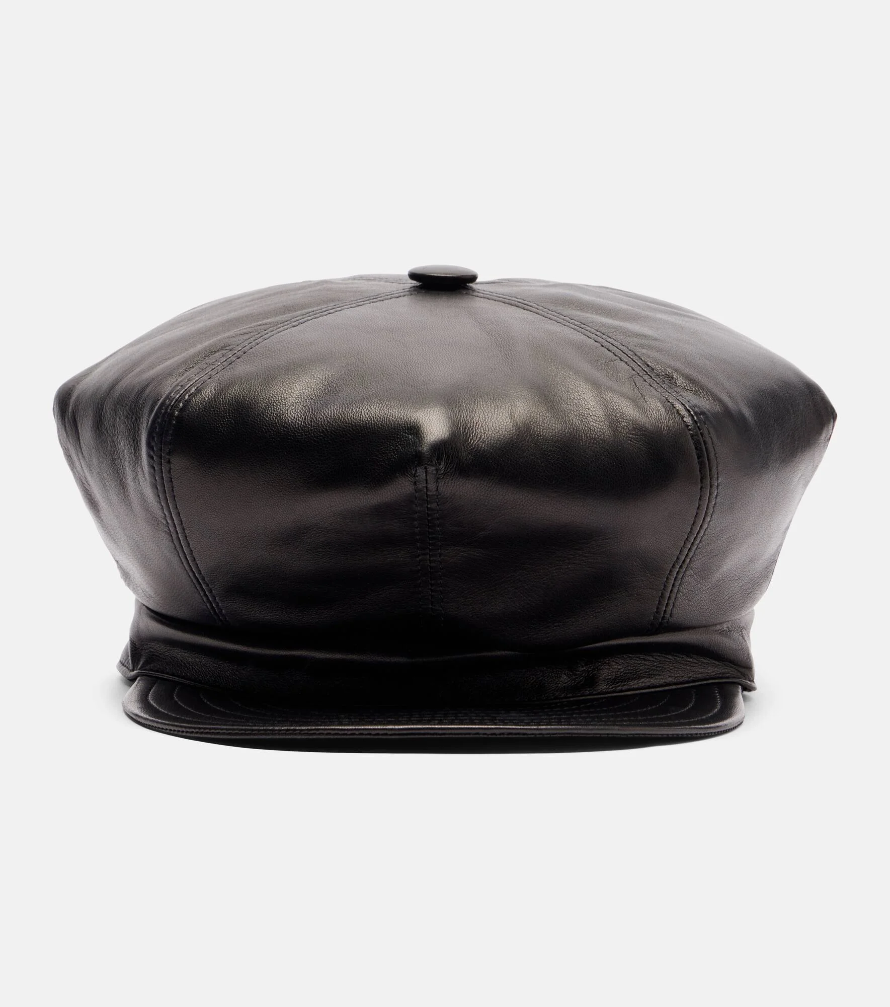VLogo leather newsboy cap - 1