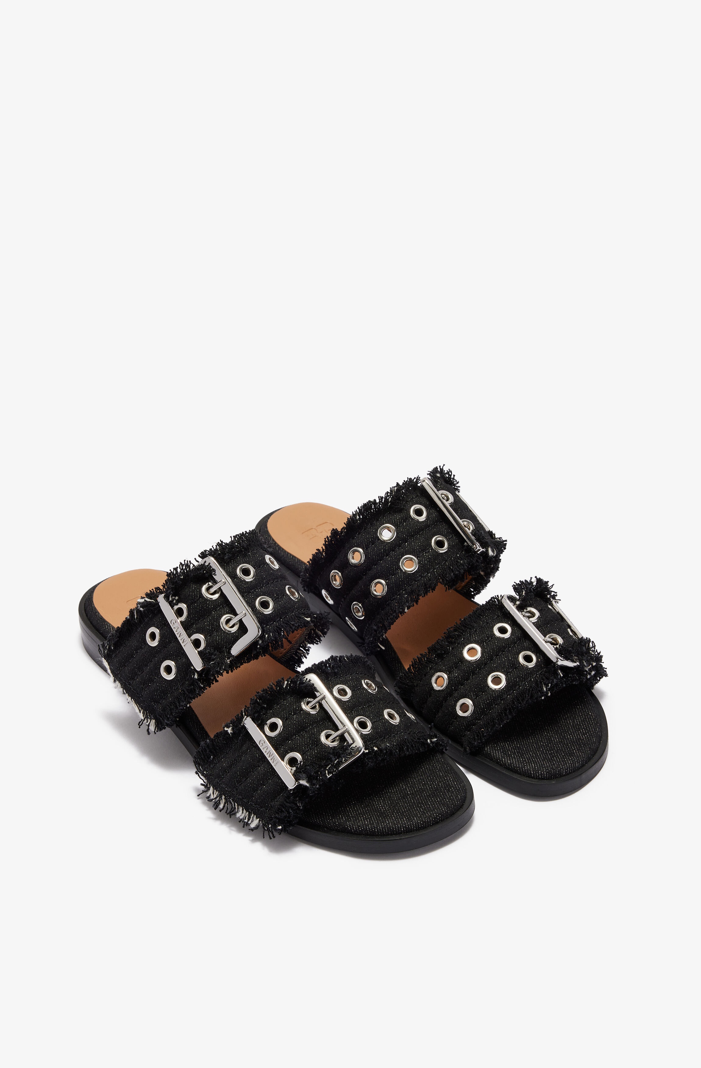 DENIM FEMININE BUCKLE TWO-STRAP SANDALS - 2