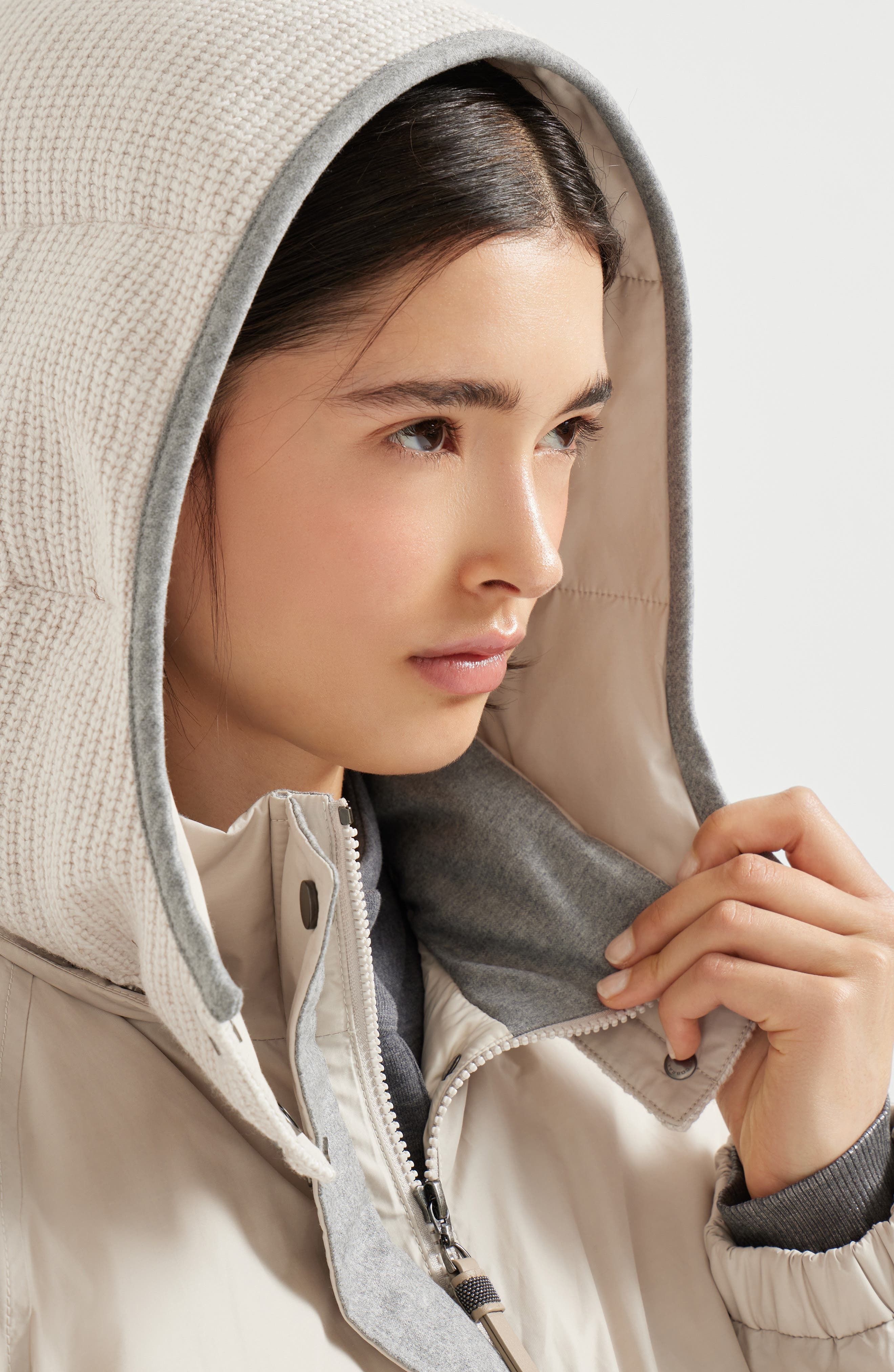 Brunello Cucinelli Water-resistant taffeta down jacket in Light Grey at Nordstrom - 4