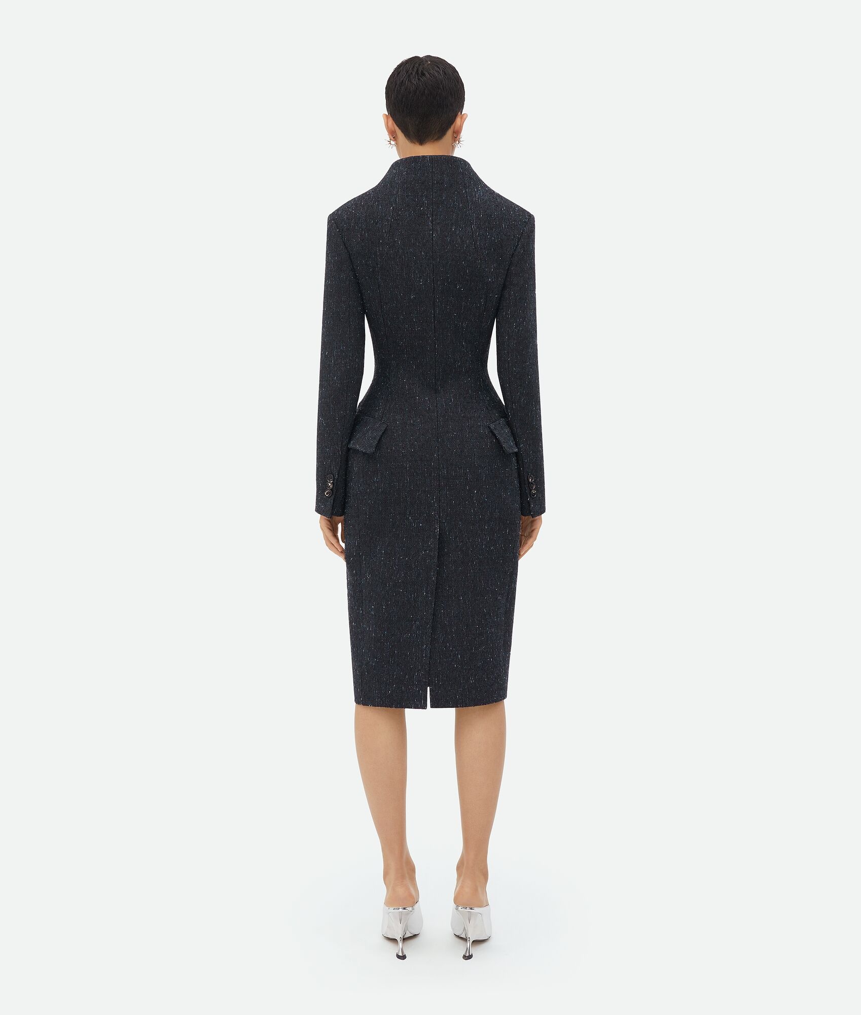 Sculptural Fit Knotted Wool Funnel Neck Coat - 3