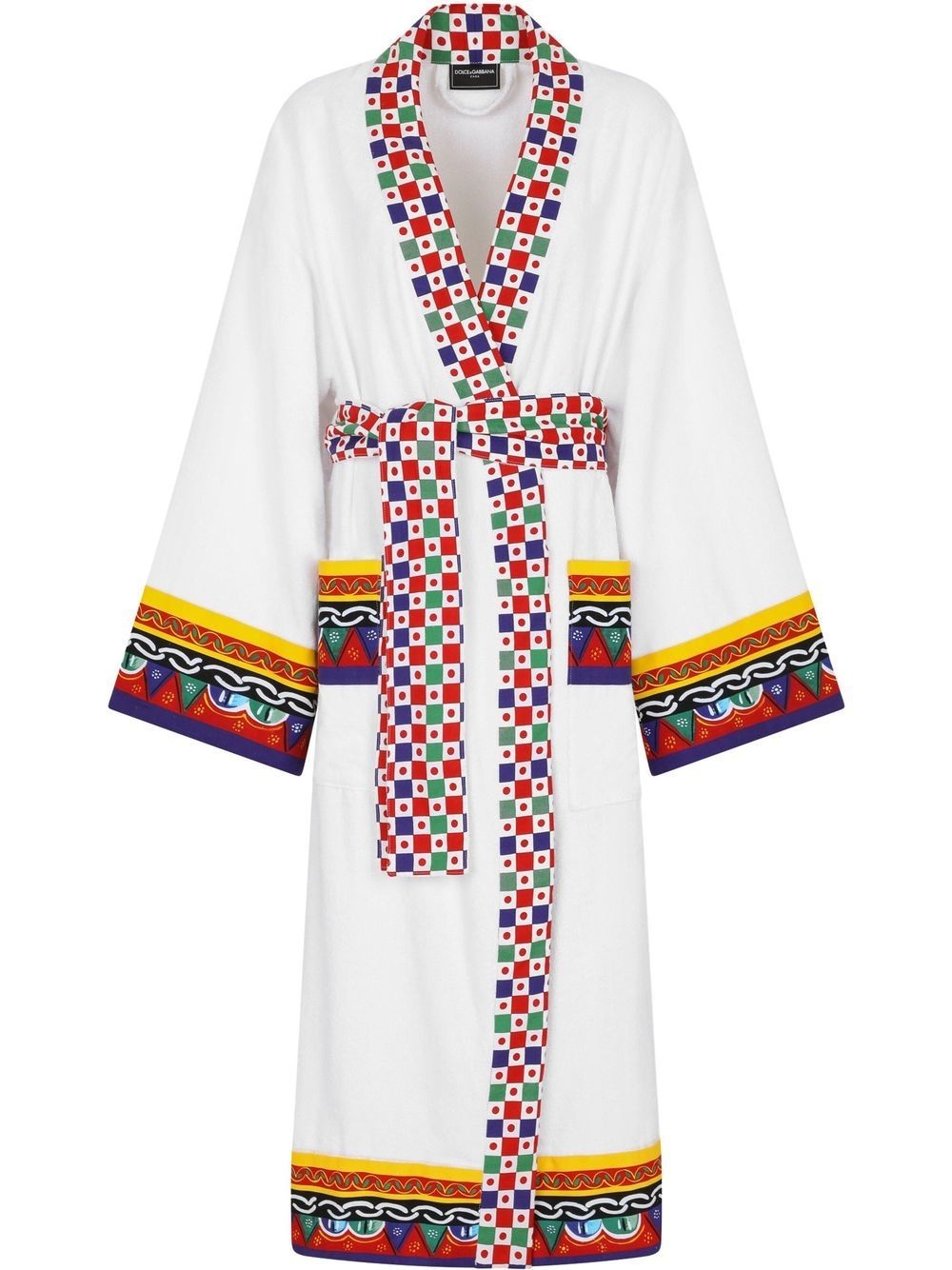 Carretto Siciliano printed trim bathrobe - 1