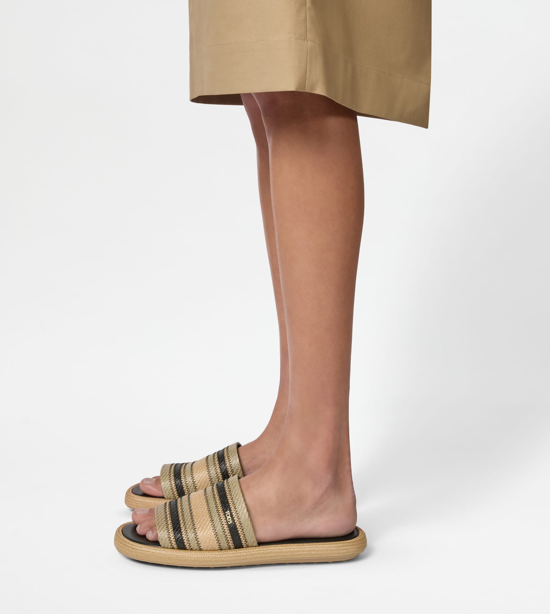 SANDALS IN FABRIC - BEIGE, BLACK - 6