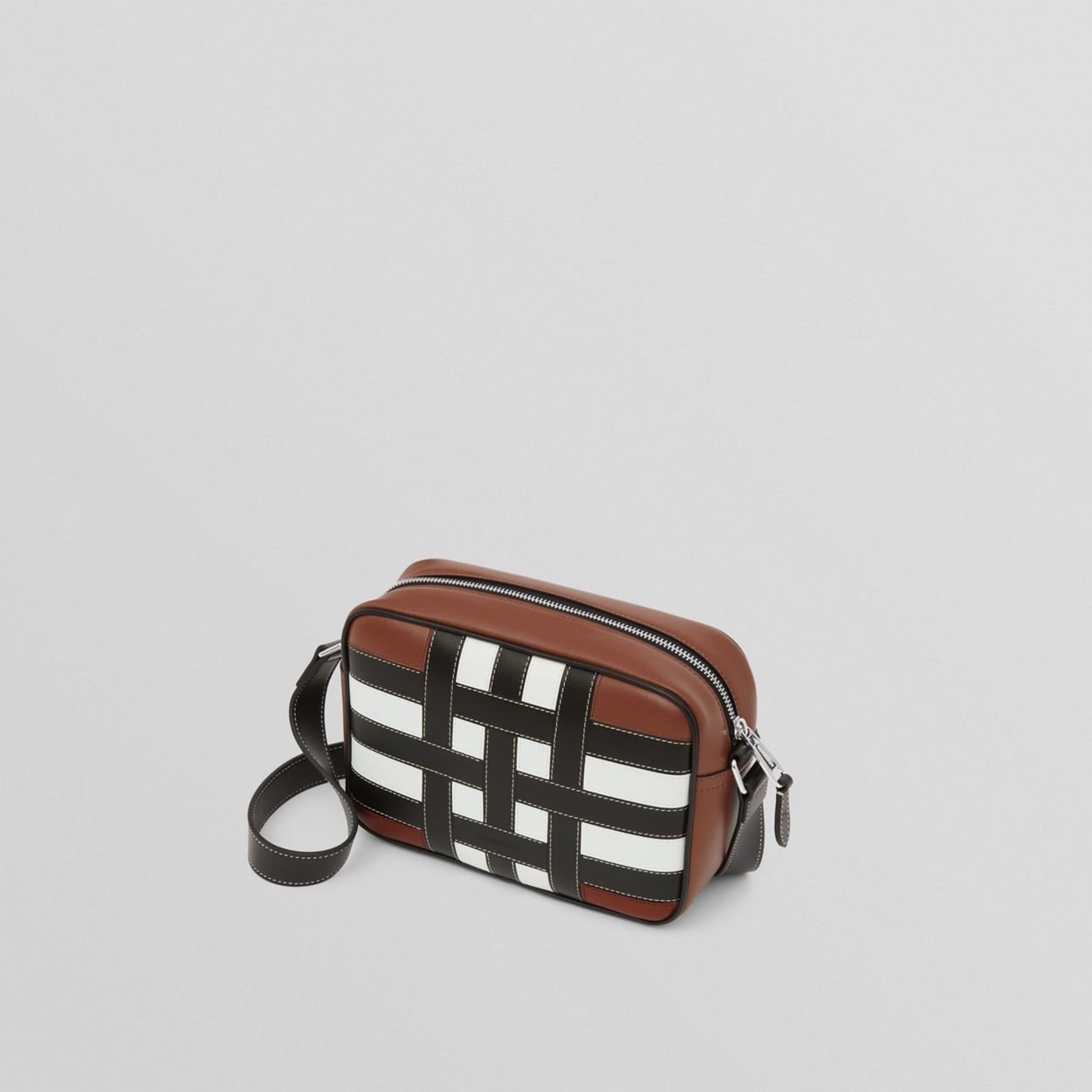 Check Intarsia Leather Crossbody Bag - 5