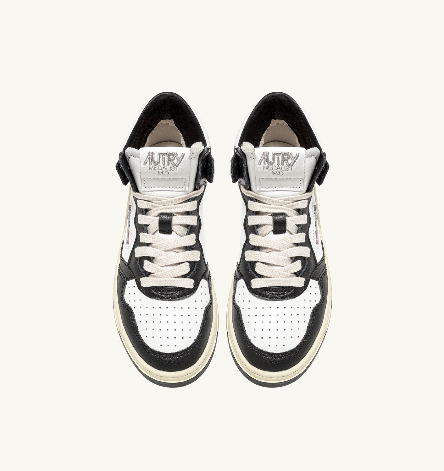 MEDALIST MID BICOLOR SNEAKERS IN WHITE AND BLACK LEATHER - 5