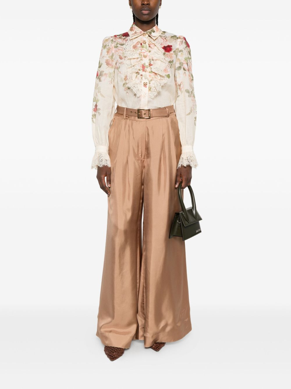 floral lace-trimmed shirt - 2