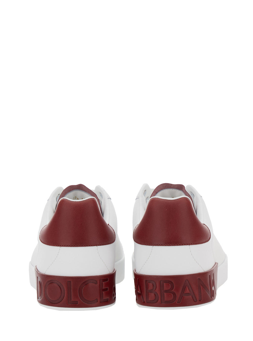 Dolce & Gabbana Men 'Portofino' White Low Top Sneakers With Contrasting Heel With Logo Lettering In  - 5