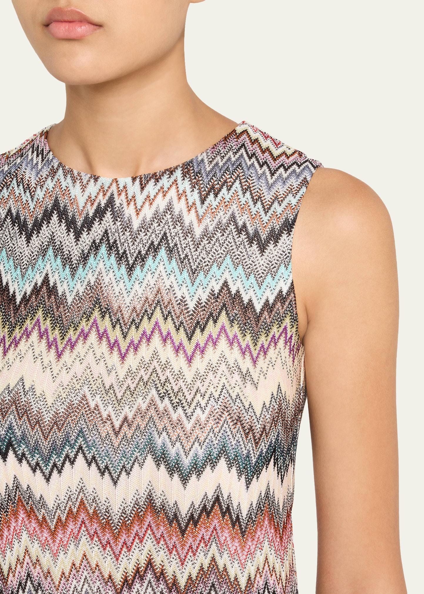Chevron Sleeveless Mini Dress - 5