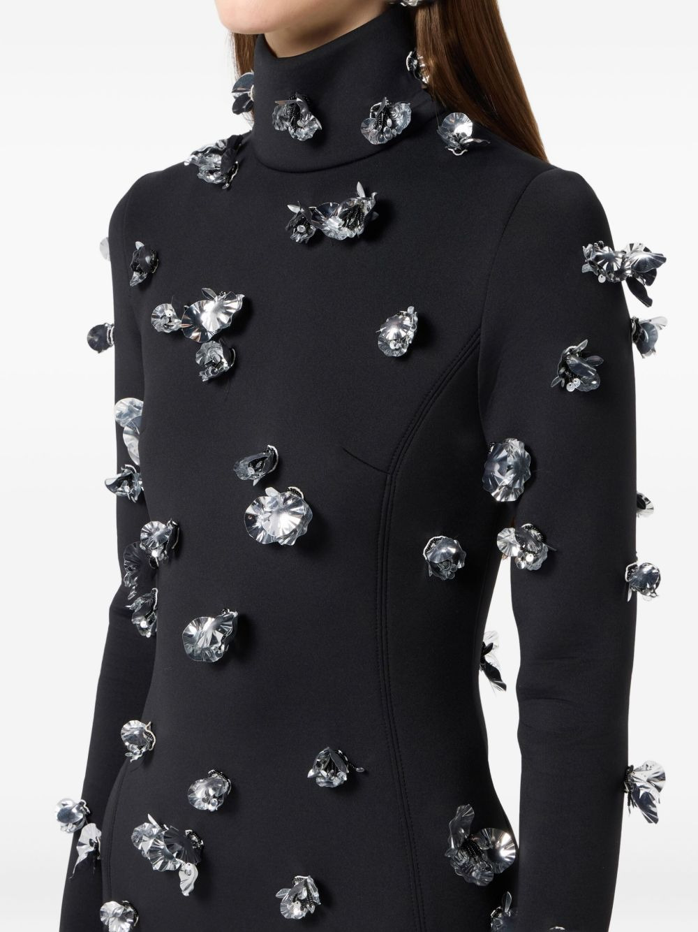 flower-embellished mini dress - 5