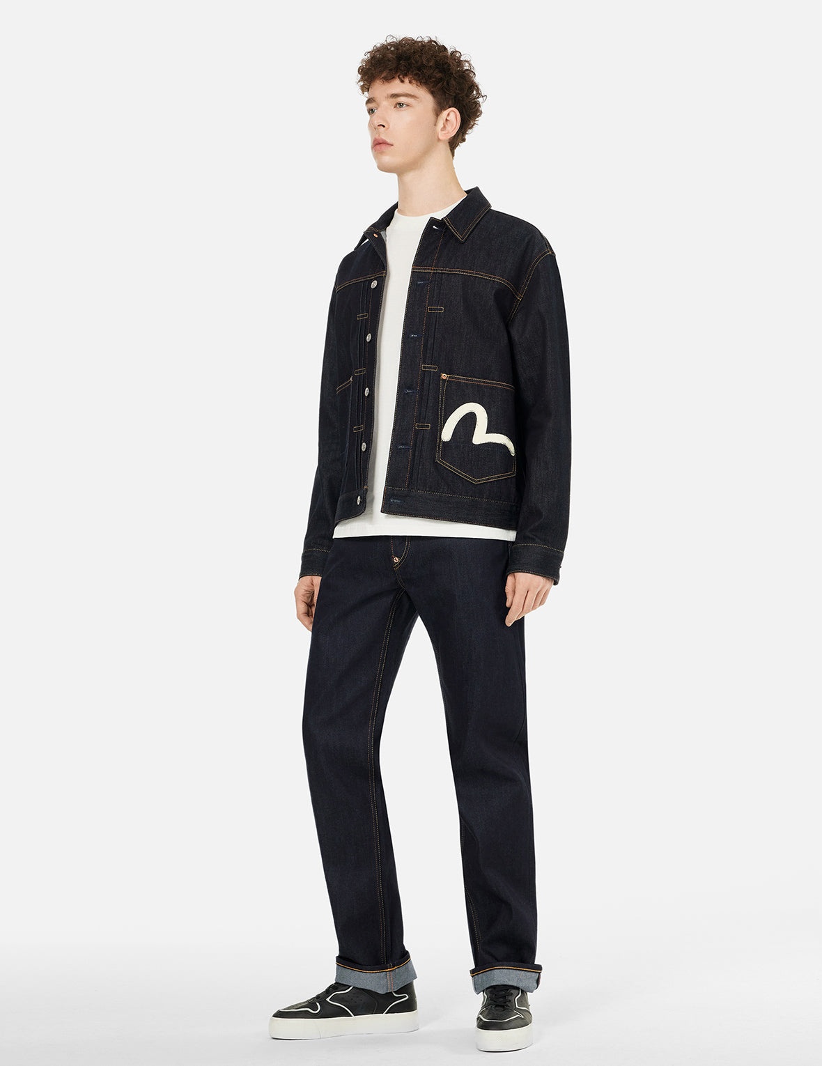 Ecru Seagull Print Relax Fit Denim Jacket - 3