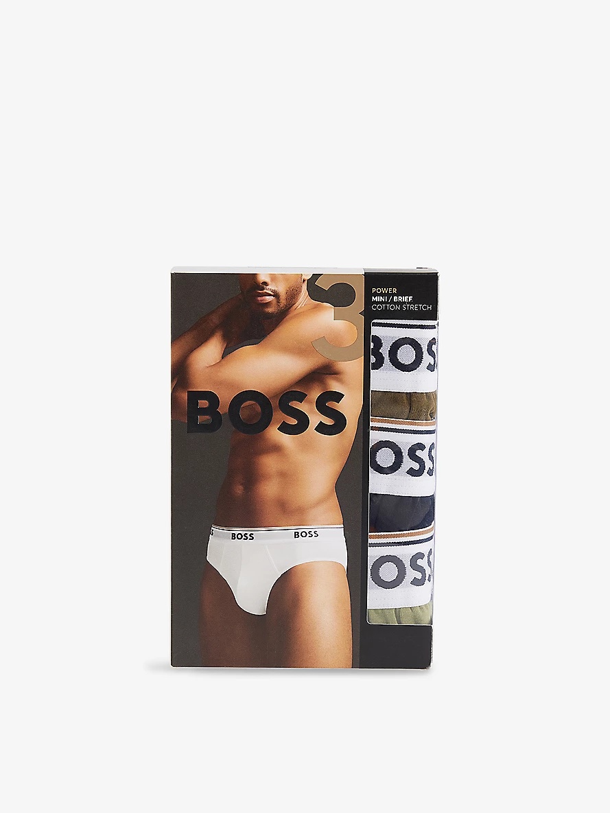 Power Logo-Waistband Pack Of Three Stretch-Cotton Briefs - 2