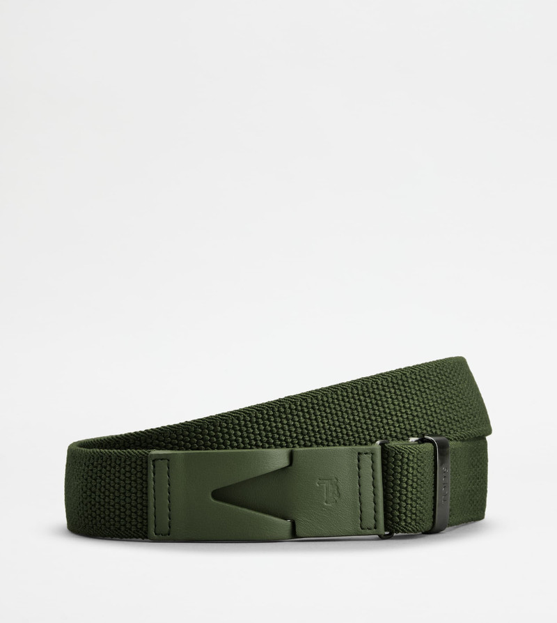 BELT IN CANVAS AND LEATHER - GREEN 1