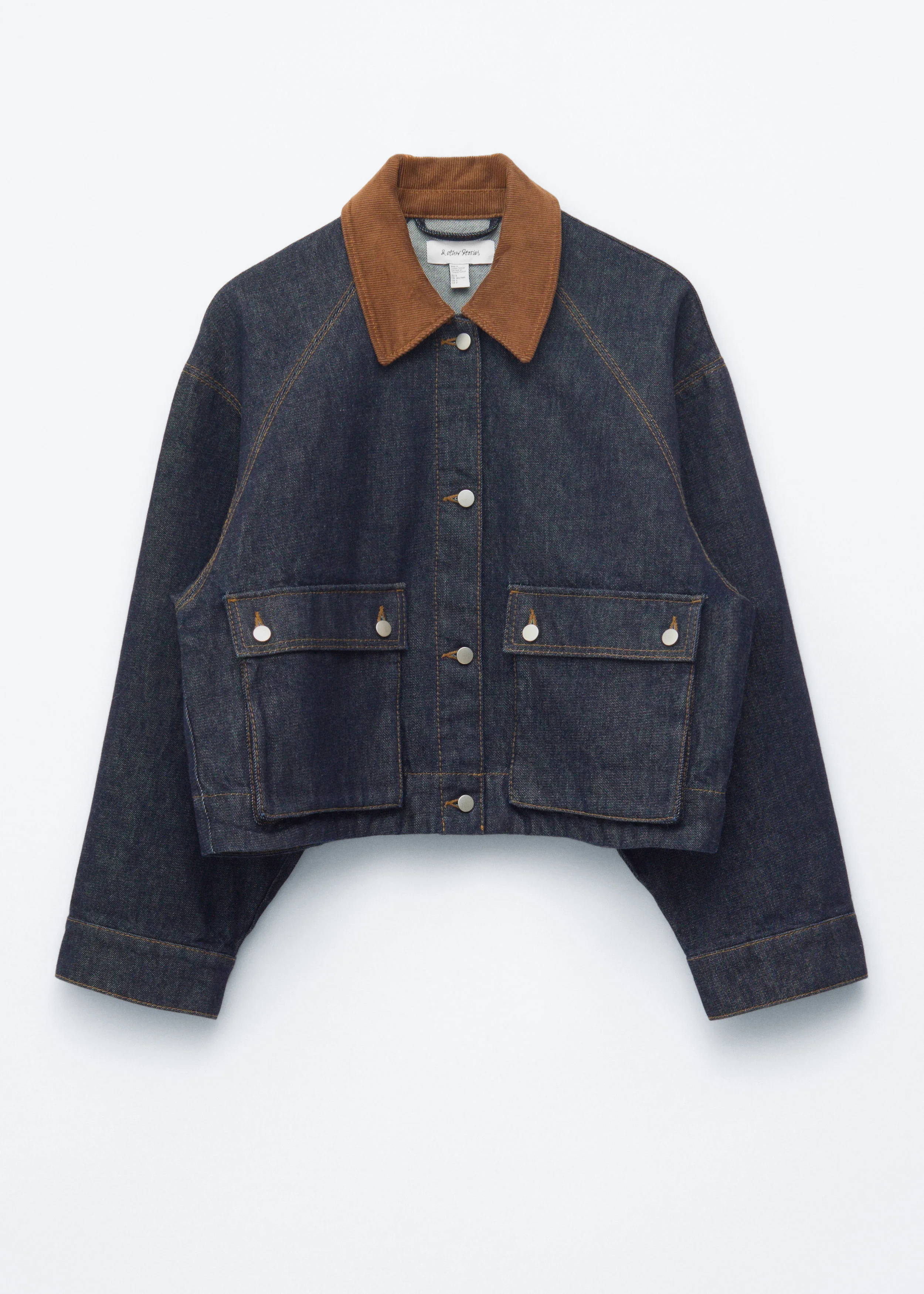 Short Cord-Collar Denim Jacket - 1