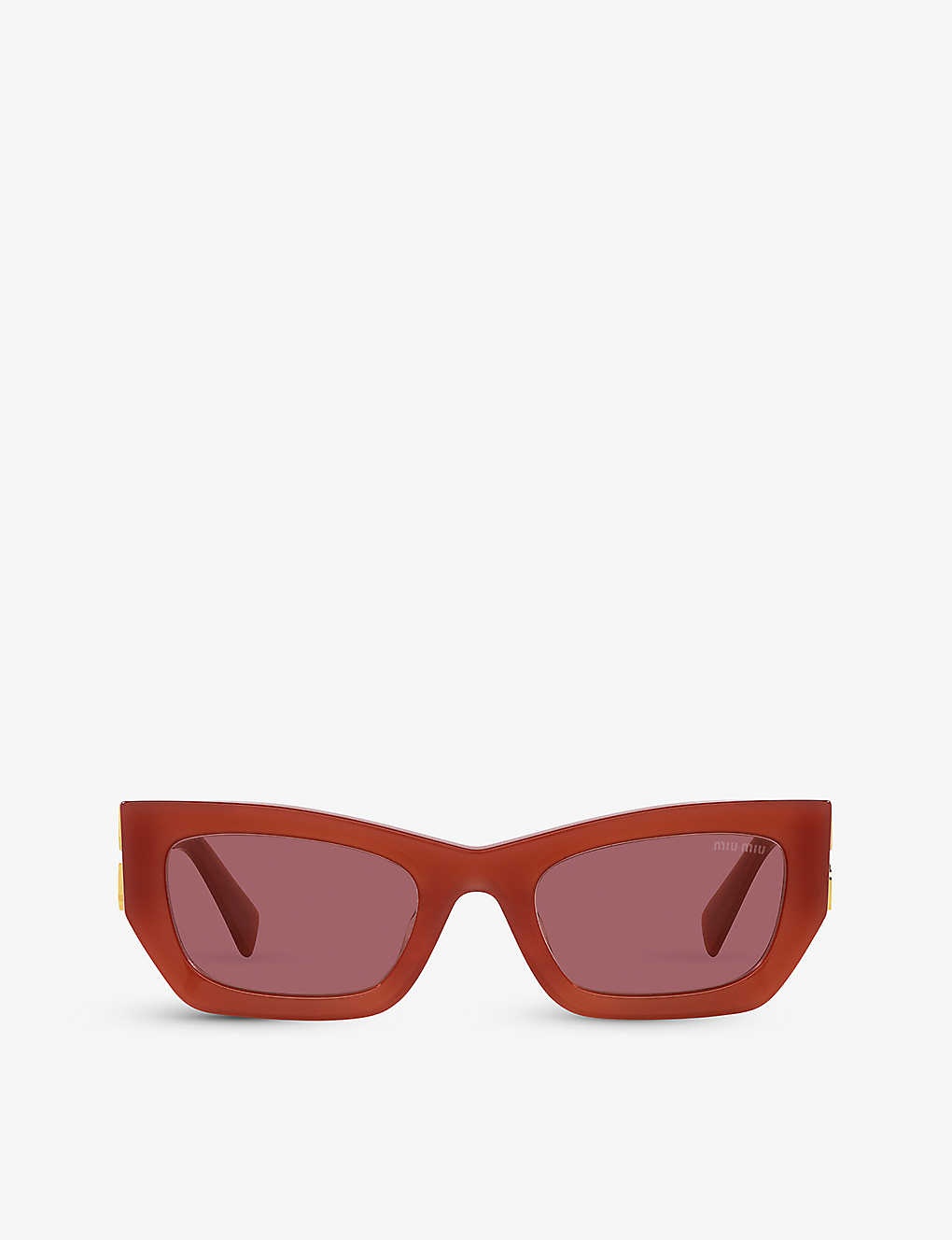 Miu Miu Mu 09ws Brand Embellished Rectangular Frame Acetate Sunglasses Reversible 