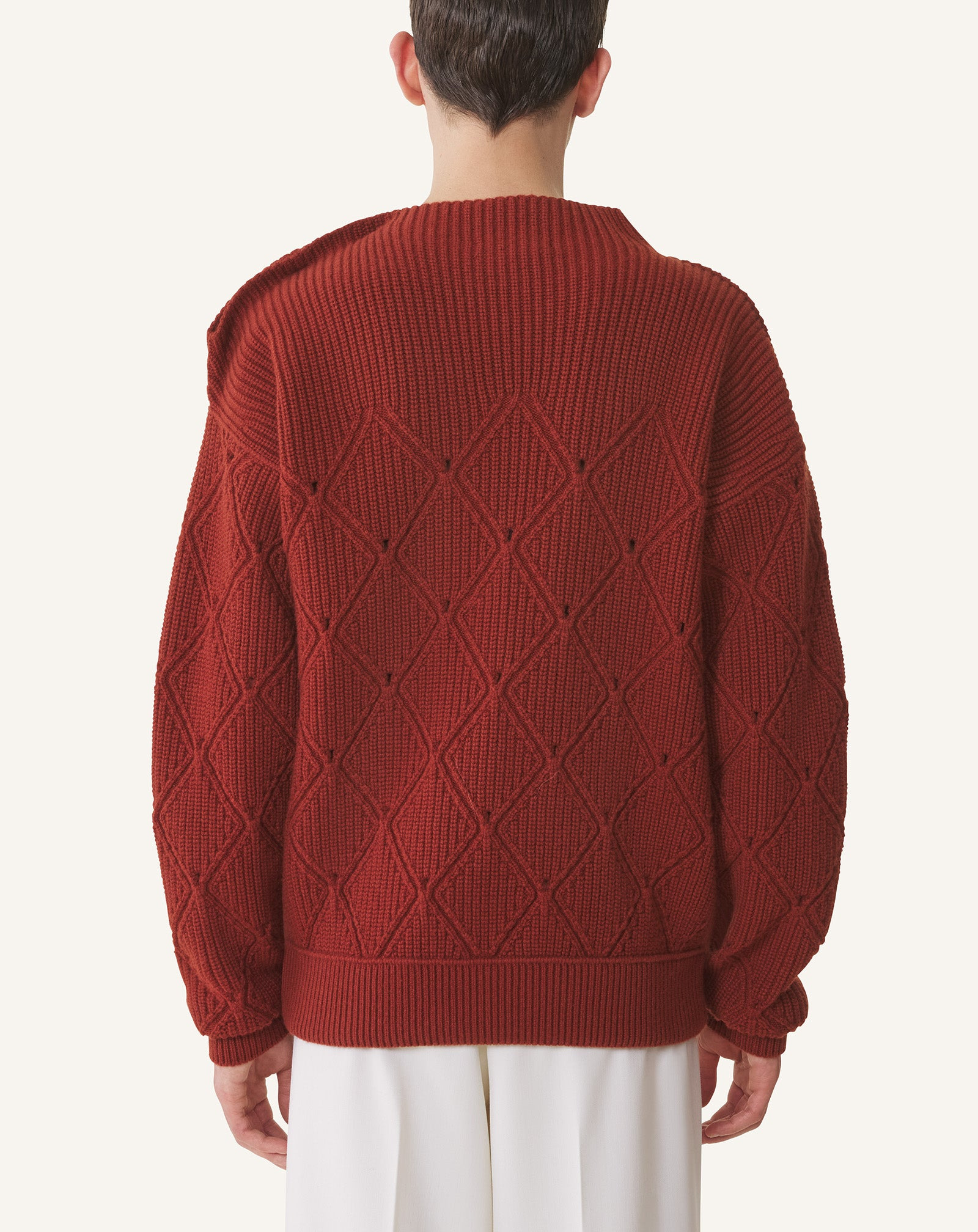 DIAMOND DETAIL WOOL PULLOVER SWEATER - 4