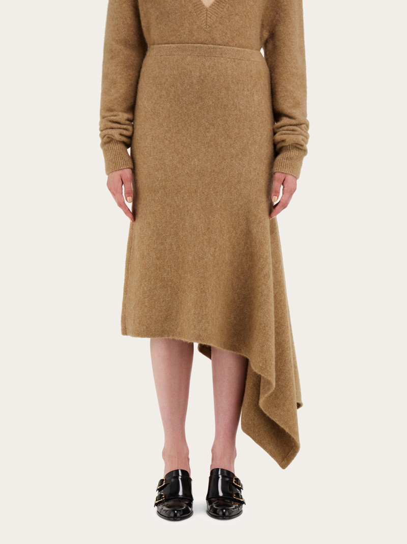 FERRAGAMO Asymmetric alpaca and silk blend skirt outlook