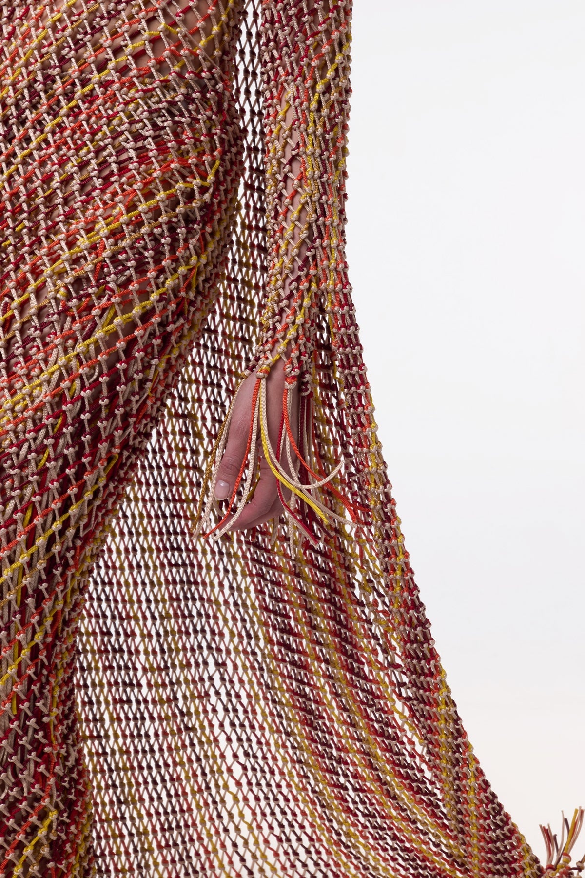 Matheia Fringe Macrame Maxi Dress in Multi Silk - 7