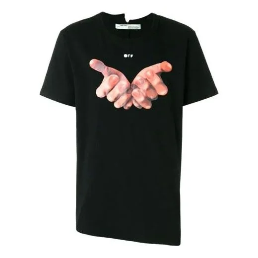 Men's Off-White C/O VIRGIL ABLOH Short Sleeve Black T-Shirt OMAA032S181850911088 - 1