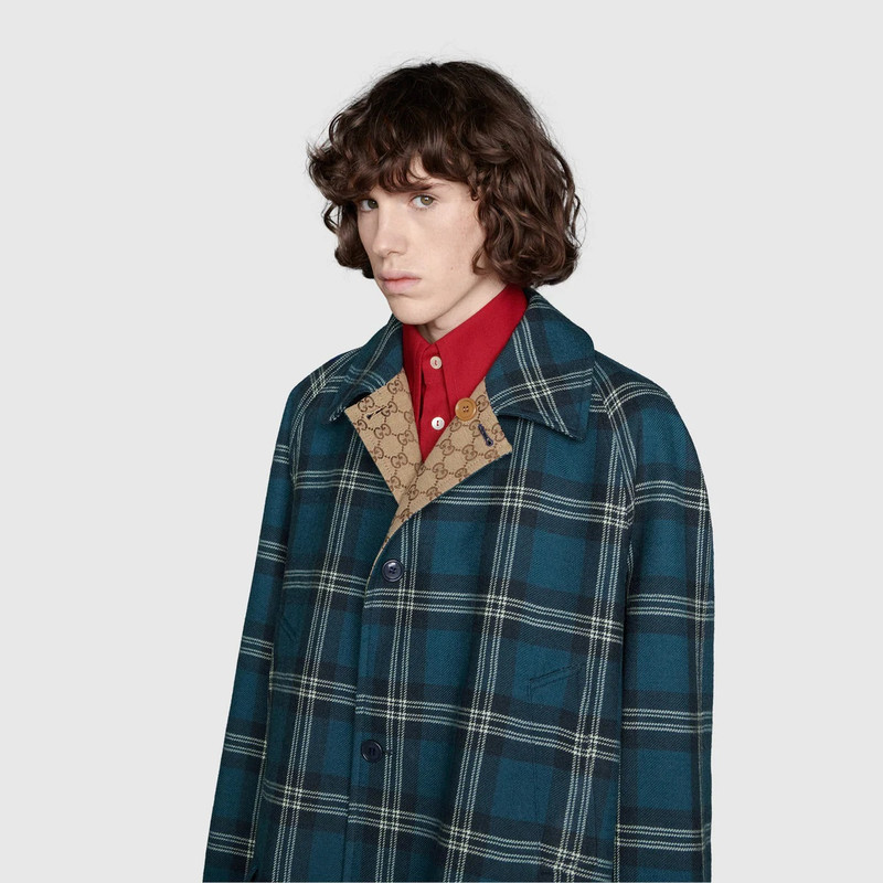 Reversible tartan wool coat 9