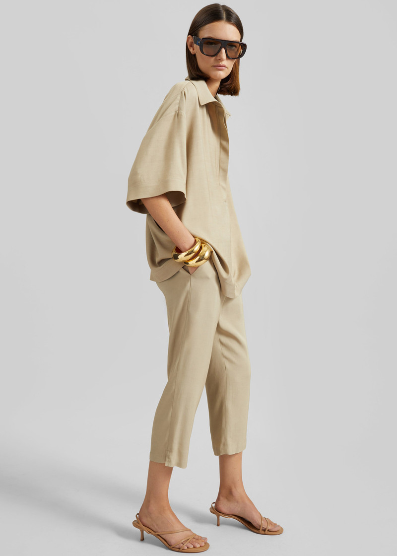 Eda Fluid Polo Shirt - Beige 6