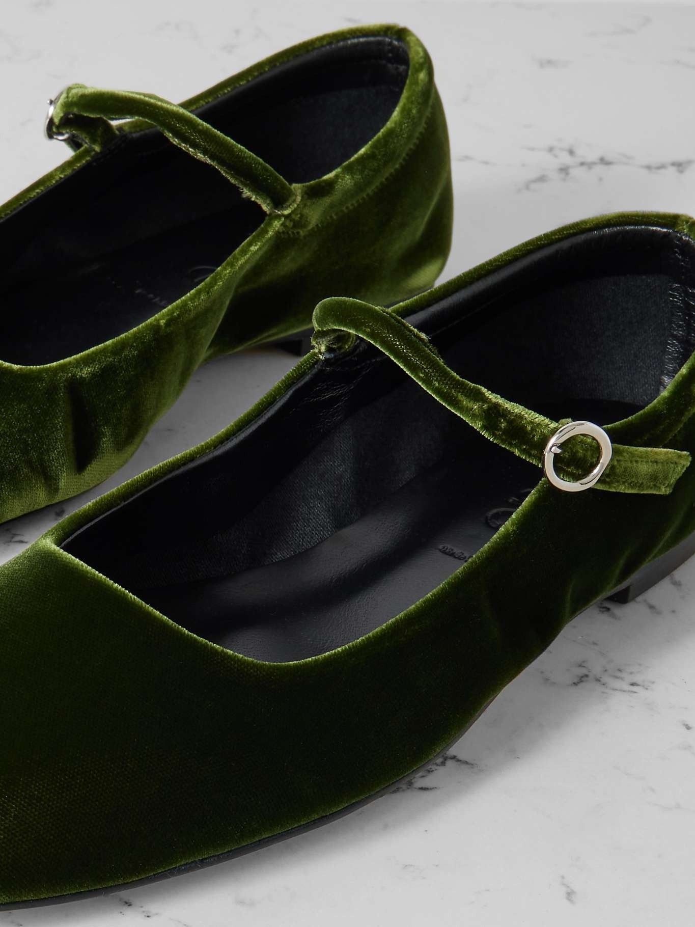 Uma velvet Mary Jane ballet flats Army green - 4