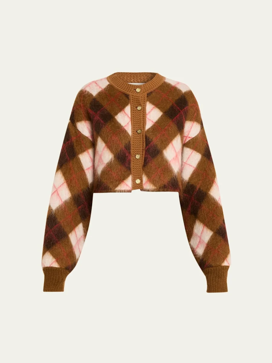 The Blane Argyle Mohair Crewneck Cardigan - 1