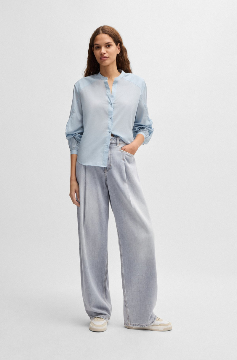 BOSS WIDE-LEG JEANS IN GRAY DENIM WITH FRONT PLEATS outlook