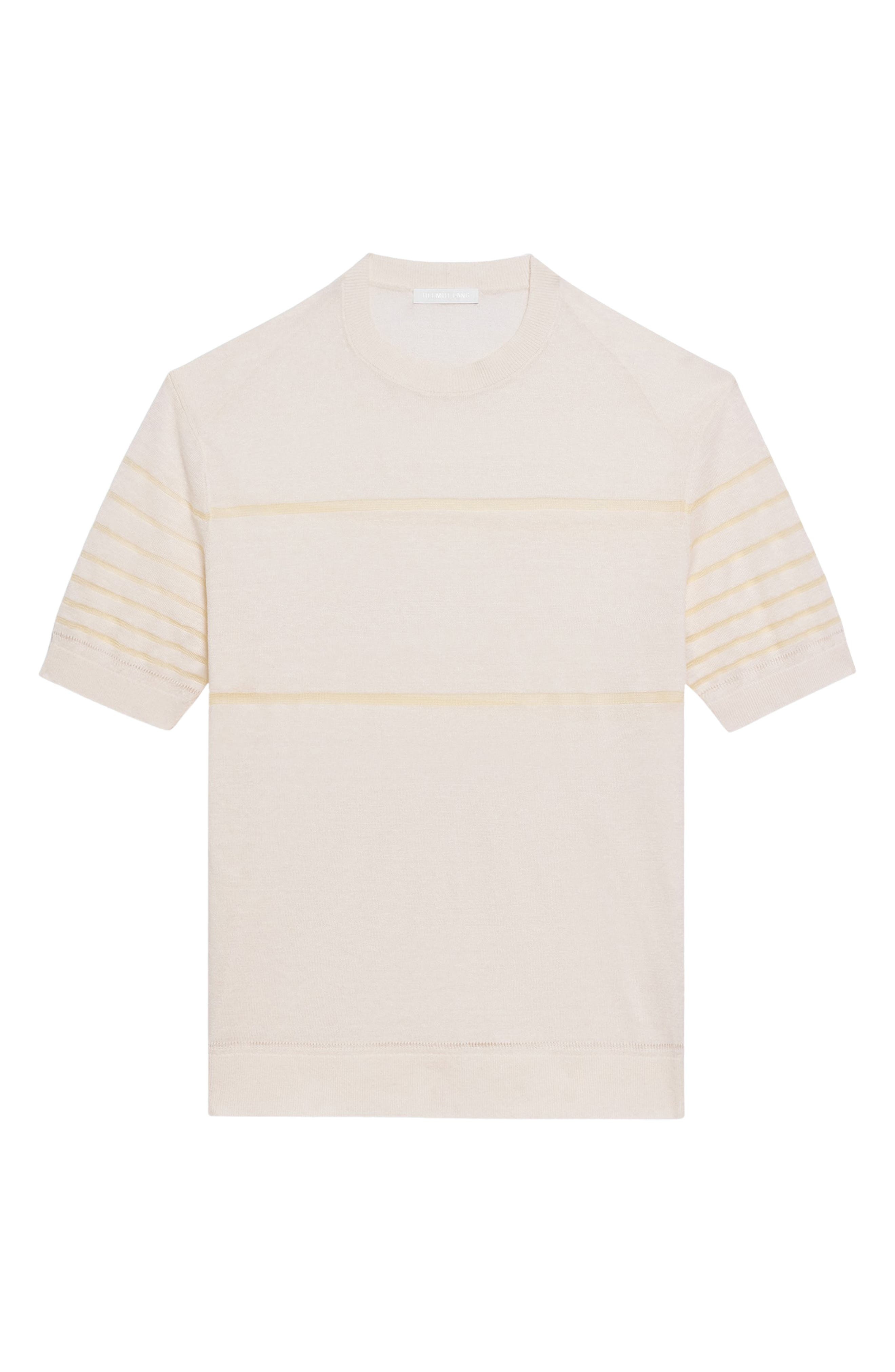Helmut Lang Sheer Stripe Linen T-Shirt in Ivory at Nordstrom - 5