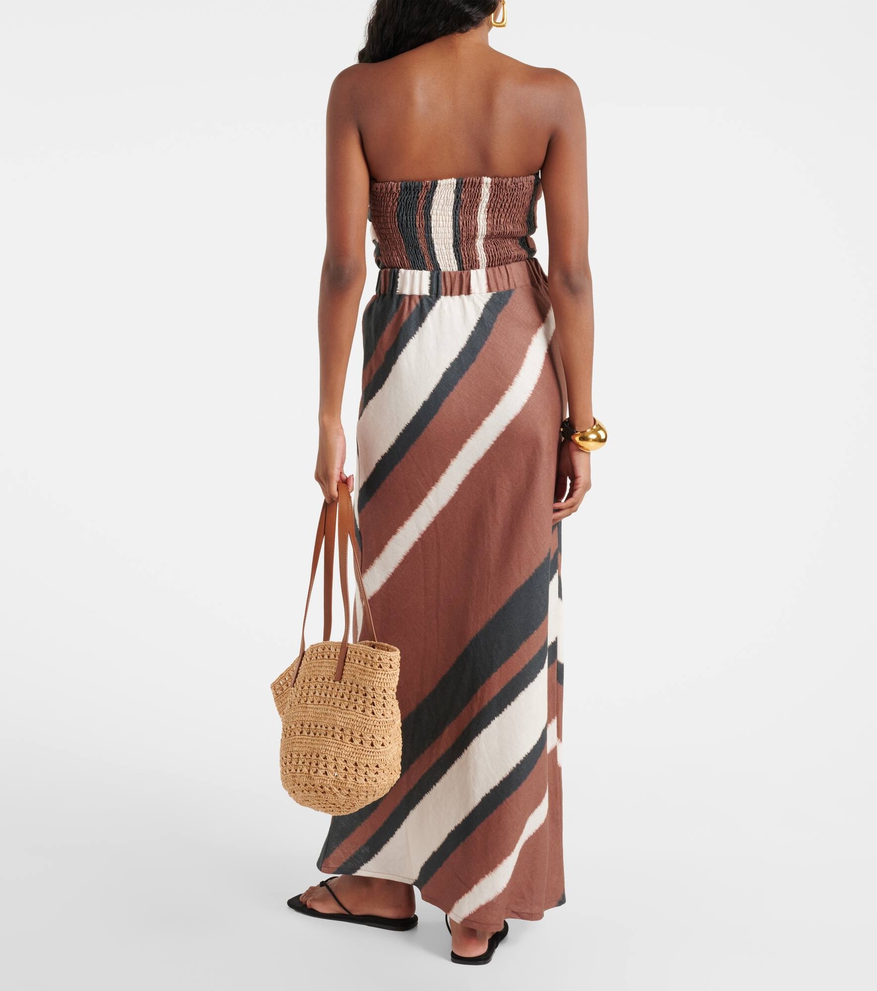 Dalicenca striped linen maxi skirt - 3