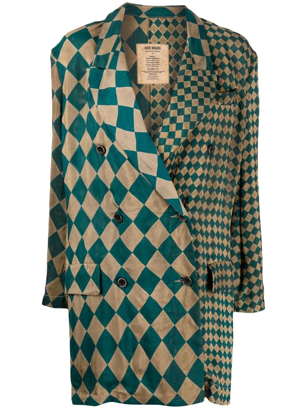 check-pattern double-breasted jacket - 1