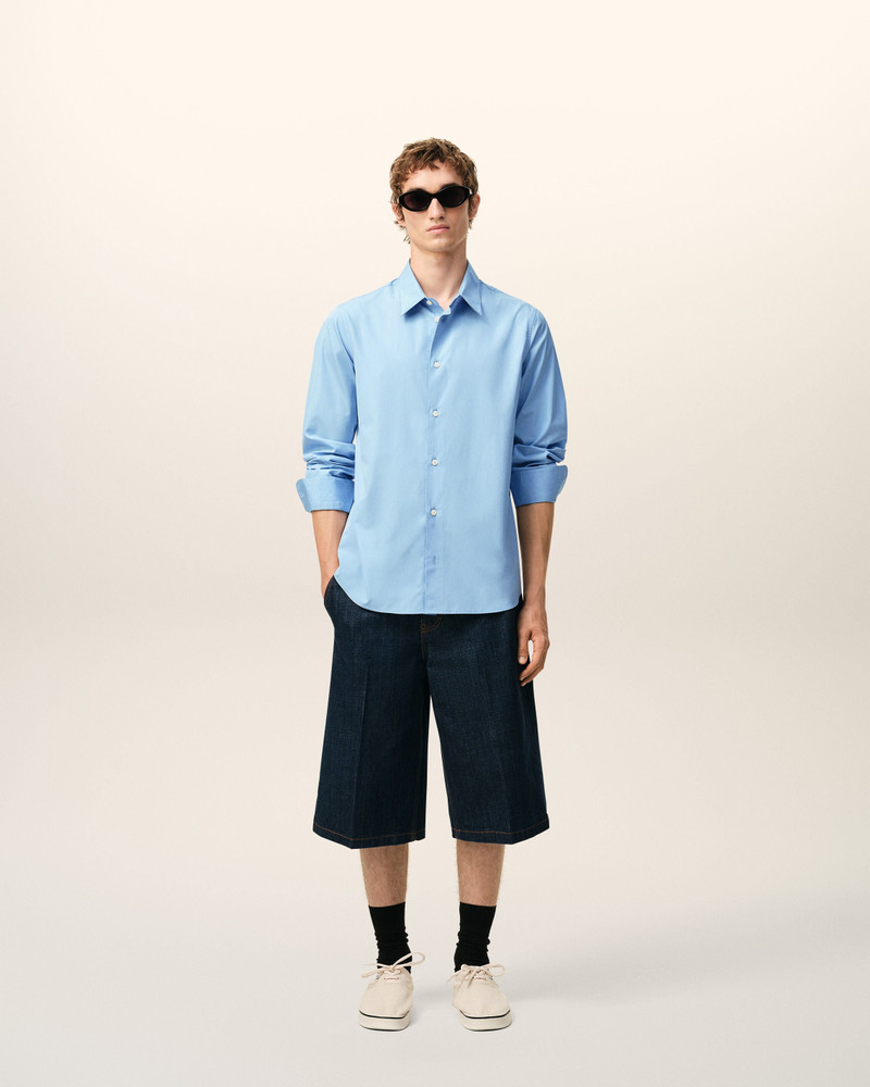 AMI Paris BLUE COTTON TAILOR EMBROIDERED AMI DE COEUR SHIRT outlook