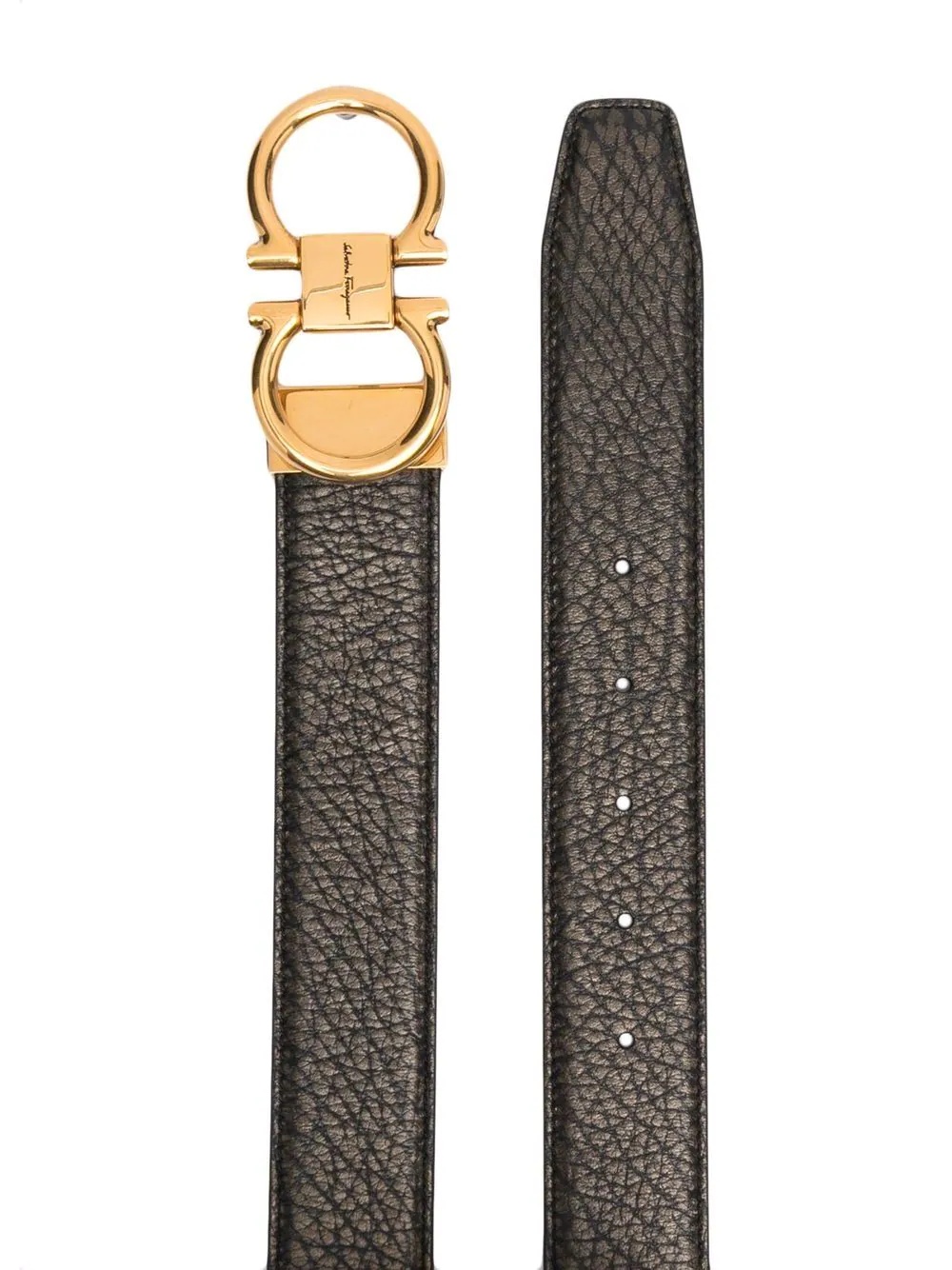 Double Gancini leather belt - 2