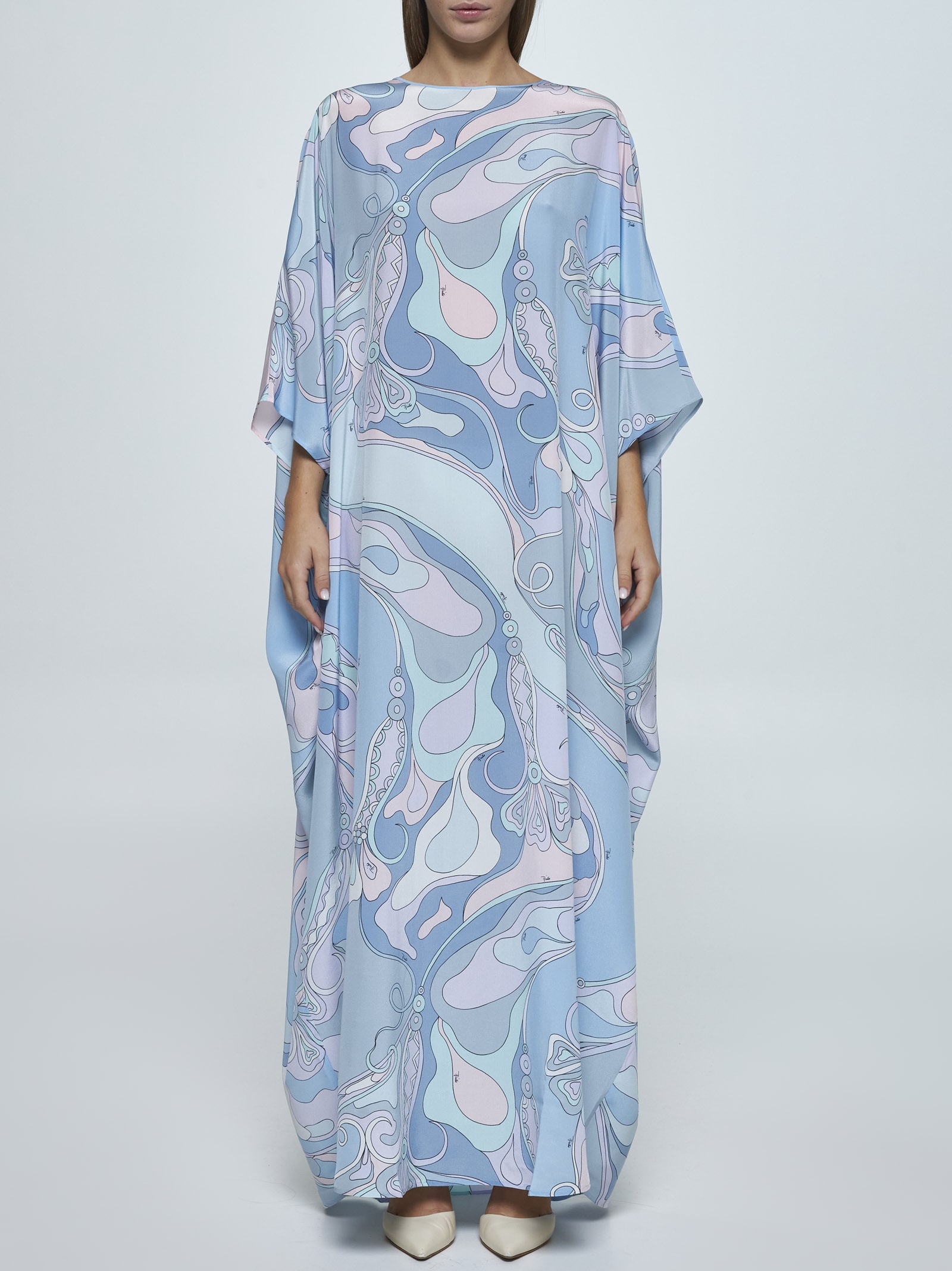 Print silk long kaftan - 2