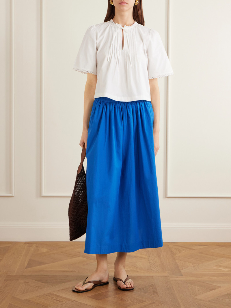 SKALL Freesia Pleated Lace-trimmed Organic Cotton Shirt outlook