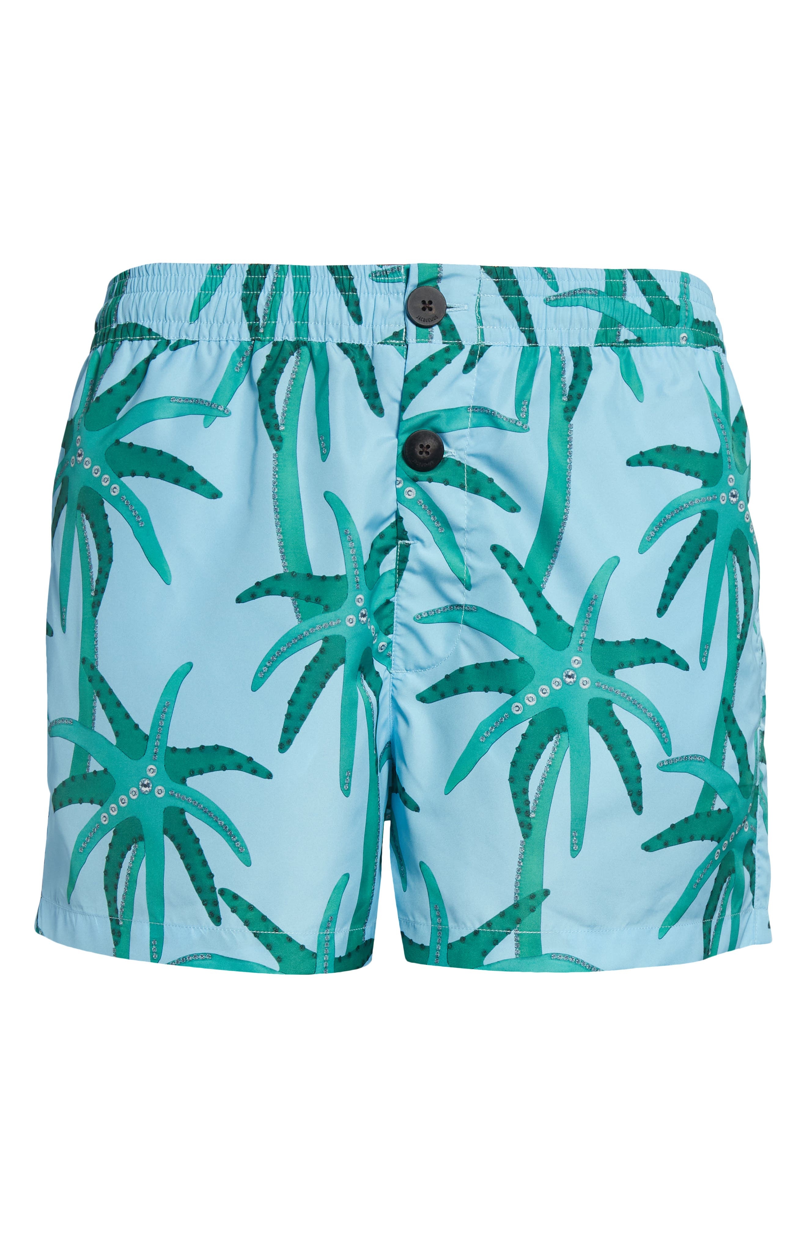 Jacquemus Le Maillot Puntini Cruise Print Swim Trunks in Print Palmtrees Star Blue 3Ej at Nordstrom - 7