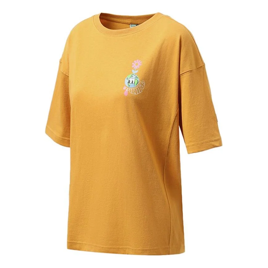 (WMNS) PUMA Printing Casual Sport Round NeckShort Sleeve Yellow 533050-37 - 1